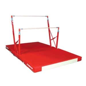 Barres asymétriques autostables - piètement repliable - avec chariots de déplacement et matelas repliable GYMNOVA